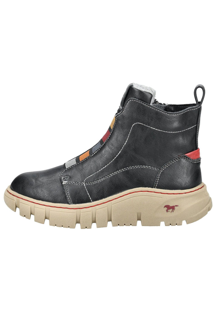 Stiefeletten Mustang Stiefelette Lederimitat Schwarz Warmfutter