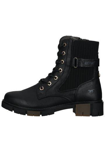 Stiefeletten Mustang Stiefelette Lederimitat Schwarz Warmfutter