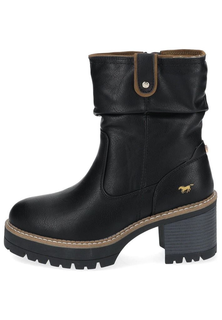 Stiefeletten Mustang Stiefelette Lederimitat Schwarz Warmfutter