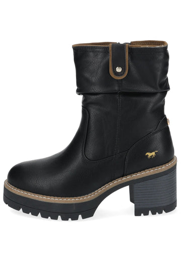 Stiefeletten Mustang Stiefelette Lederimitat Schwarz Warmfutter