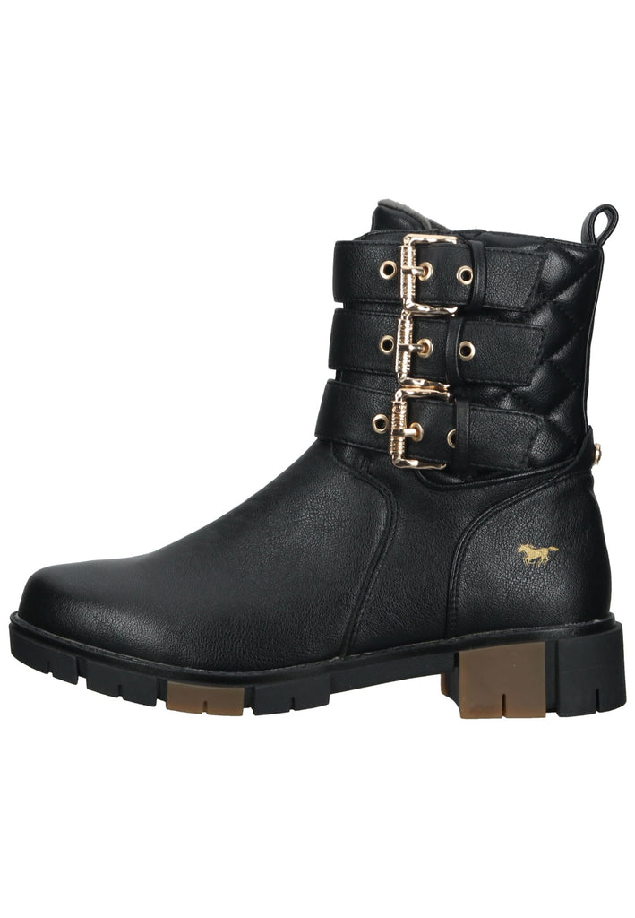 Stiefeletten Mustang Stiefelette Lederimitat Schwarz Warmfutter