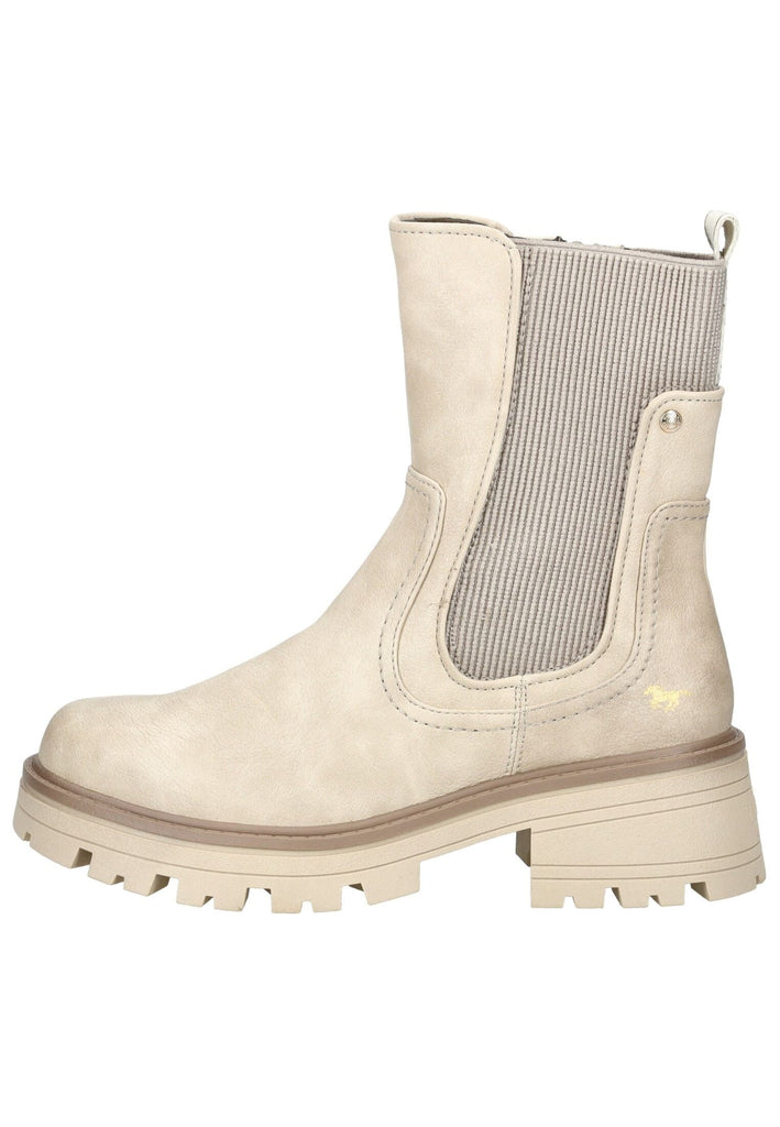 Stiefeletten Mustang Stiefelette Lederimitat/Textil Beige Warmfutter