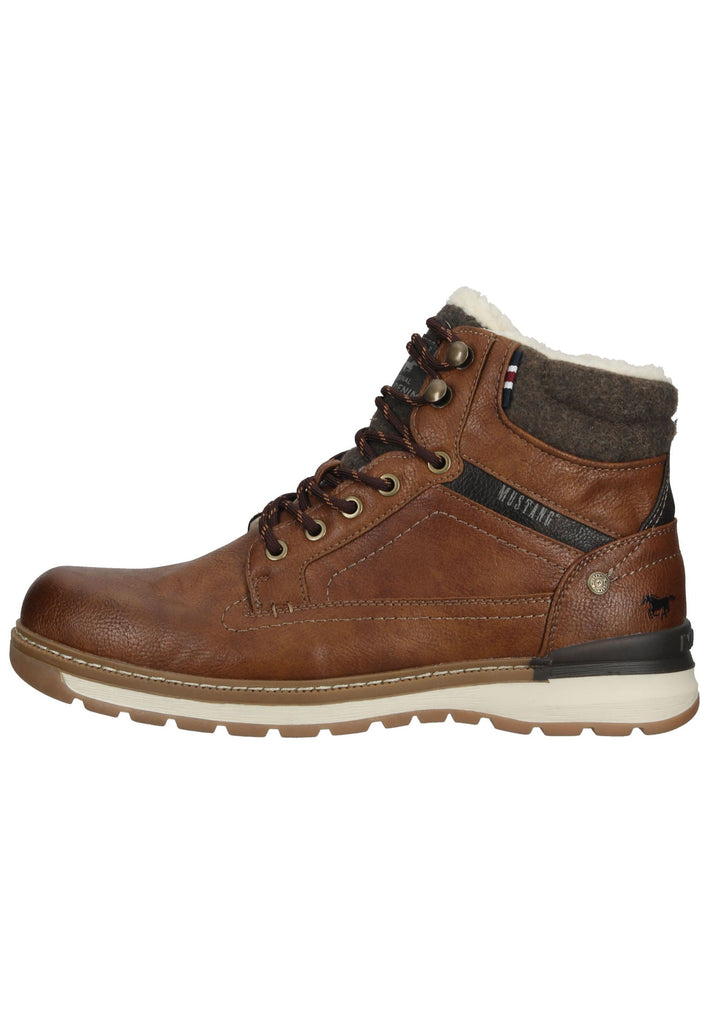 Stiefeletten Mustang Stiefelette Lederimitat/Textil Cognac Warmfutter