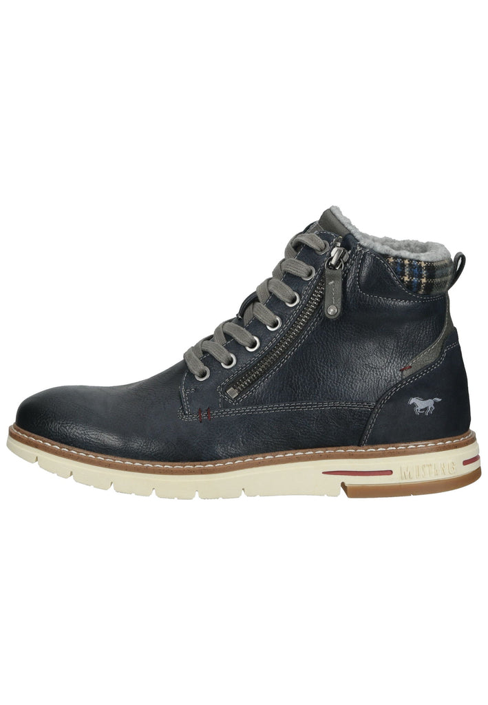 Stiefeletten Mustang Stiefelette Lederimitat/Textil Navy Warmfutter