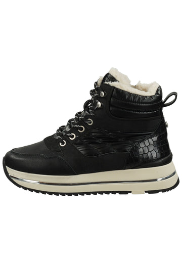 Stiefeletten Mustang Stiefelette Lederimitat/Textil Schwarz Warmfutter