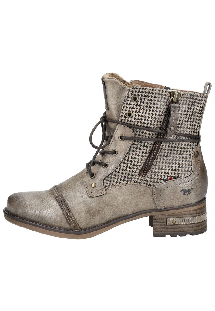 Stiefeletten Mustang Stiefelette Lederimitat/Textil Taupe Warmfutter