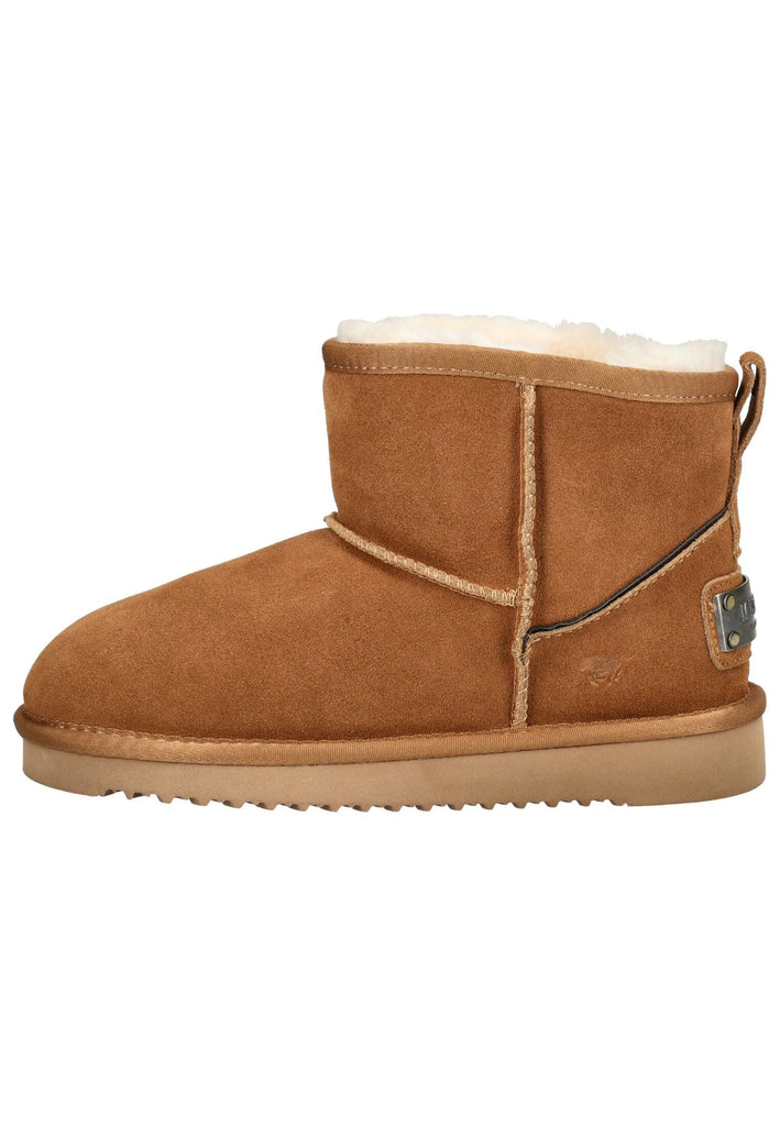Stiefeletten Mustang Stiefelette Veloursleder Cognac Warmfutter