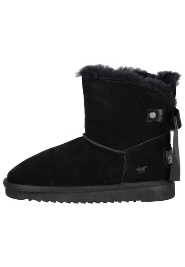 Stiefeletten Mustang Stiefelette Veloursleder Schwarz Warmfutter