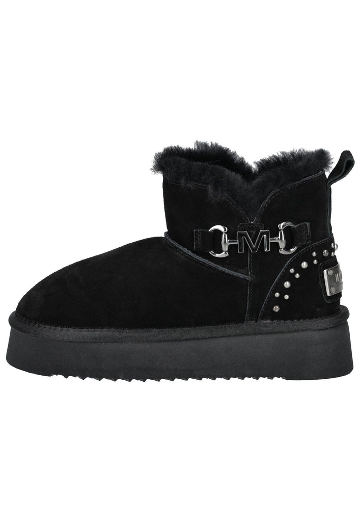 Stiefeletten Mustang Stiefelette Veloursleder Schwarz Warmfutter