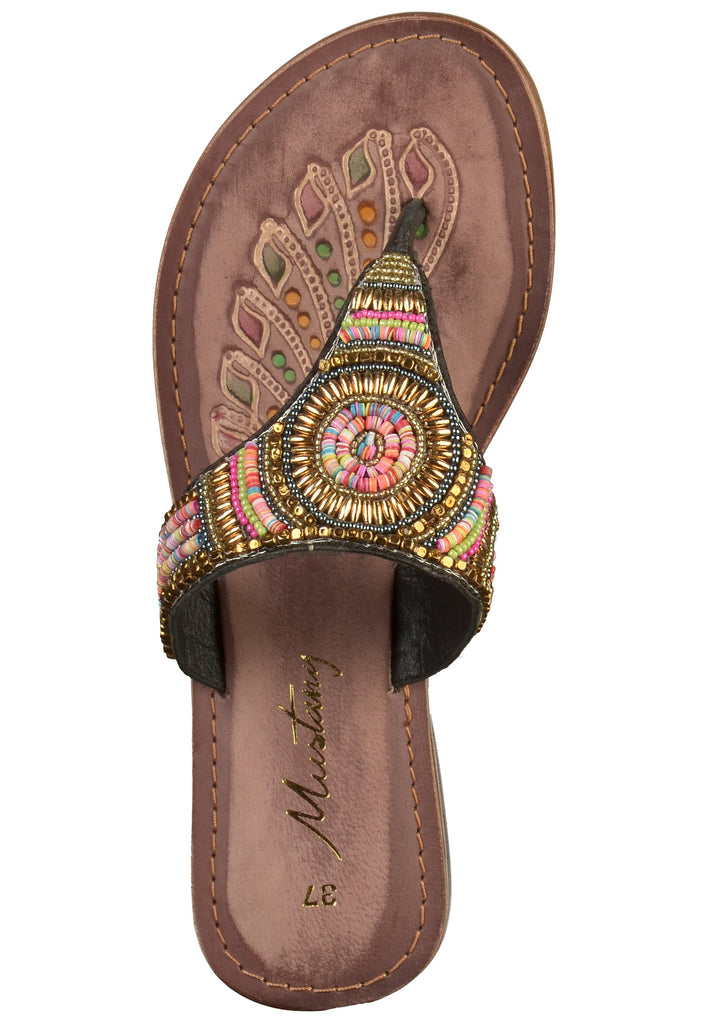 Mustang Zehensteg Leder Schwarz