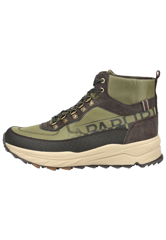 Napapijri Stiefelette Leder/Textil Grün/Braun