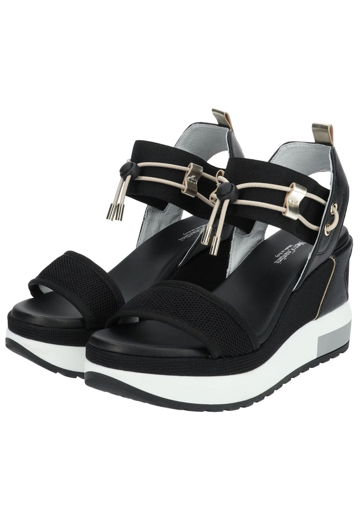 Nero Giardini Sandalen Leder/Textil Schwarz/Gold