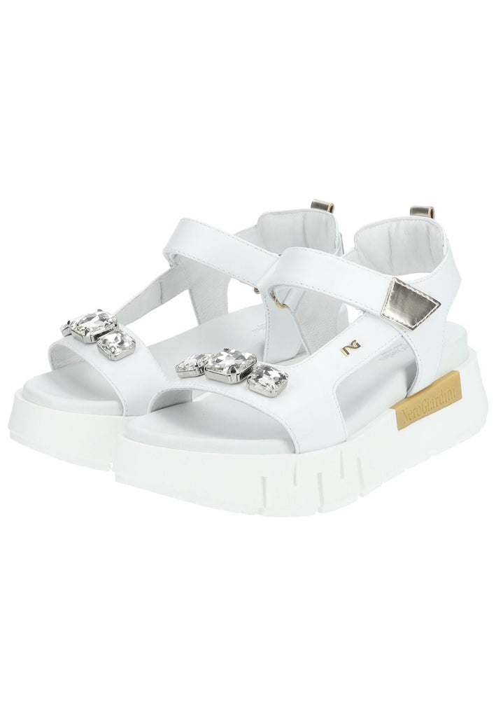 Nero Giardini Sandalen Leder/Textil Weiß/Gold