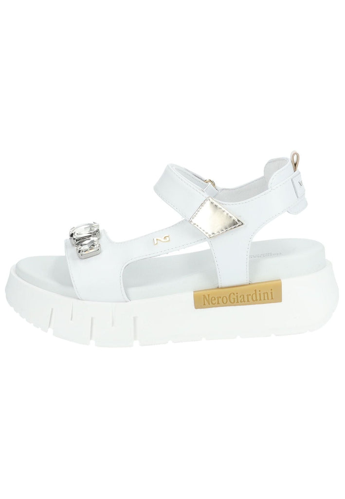Nero Giardini Sandalen Leder/Textil Weiß/Gold