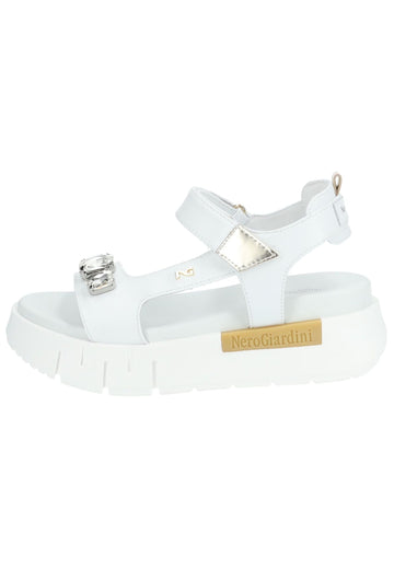 Nero Giardini Sandalen Leder/Textil Weiß/Gold