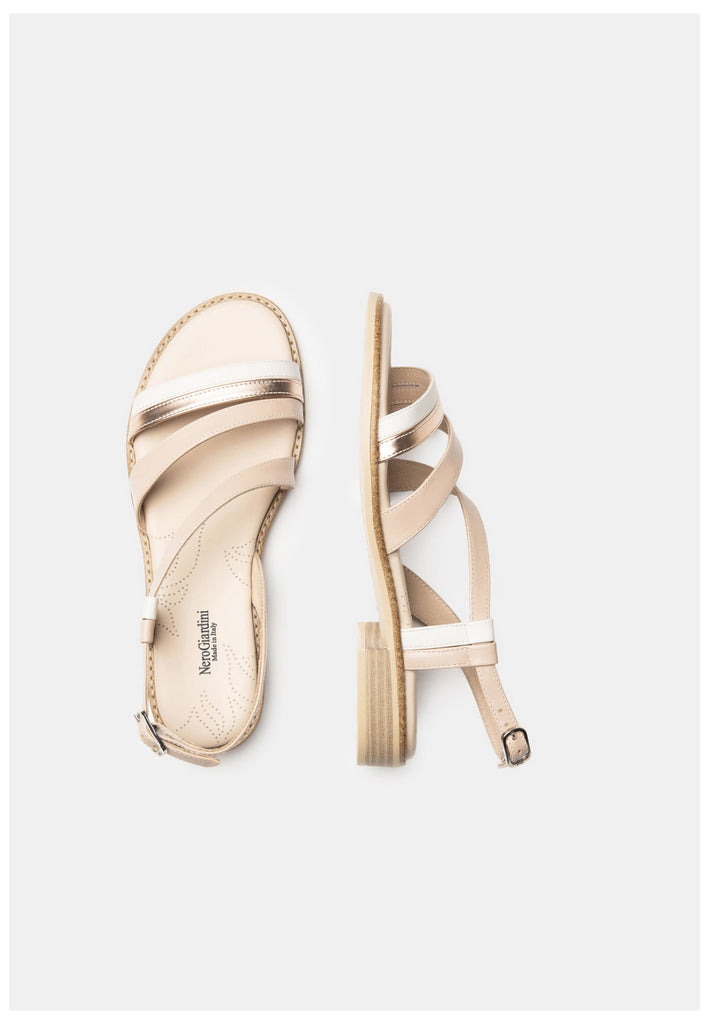 Nero Giardini Sandalen Leder/Textil Weiß/Rosa