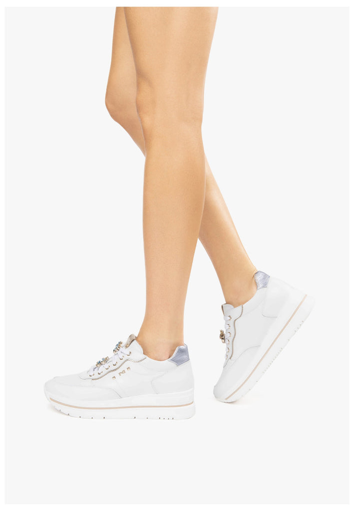 Nero Giardini Sneaker Lederimitat/Nylon Weiß Kombi