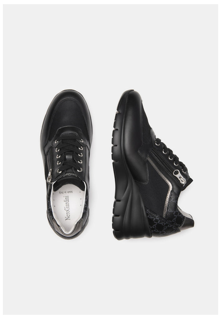 Nero Giardini Sneaker Lederimitat/Textil Schwarz