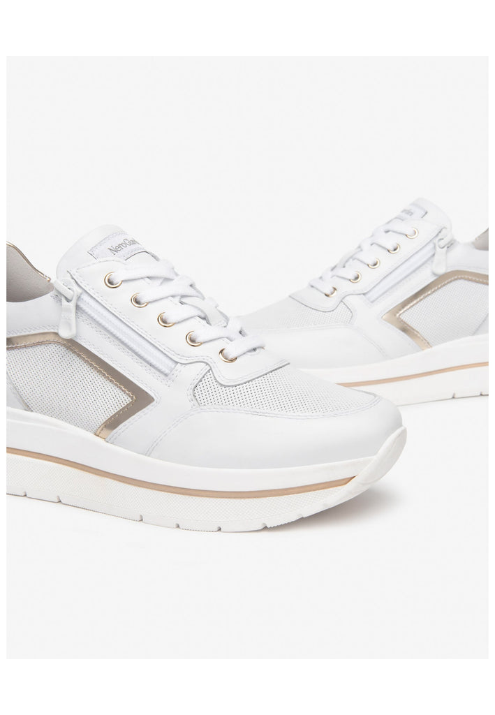 Nero Giardini Sneaker Lederimitat/Textil Weiß/Gold