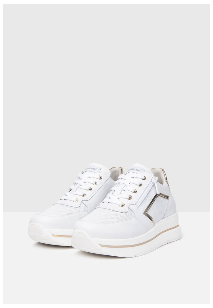 Nero Giardini Sneaker Lederimitat/Textil Weiß/Gold