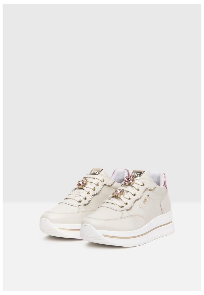 Nero Giardini Sneaker Lederimitat/Textil Weiß/Pink