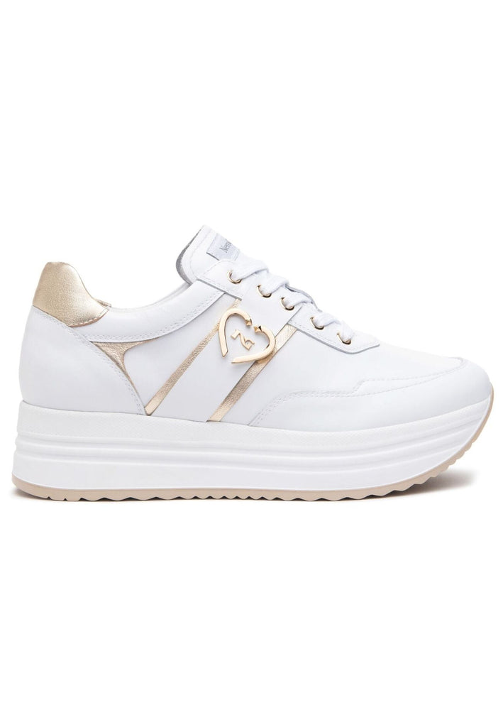Nero Giardini Sneaker Lederimitat Weiß/Gold