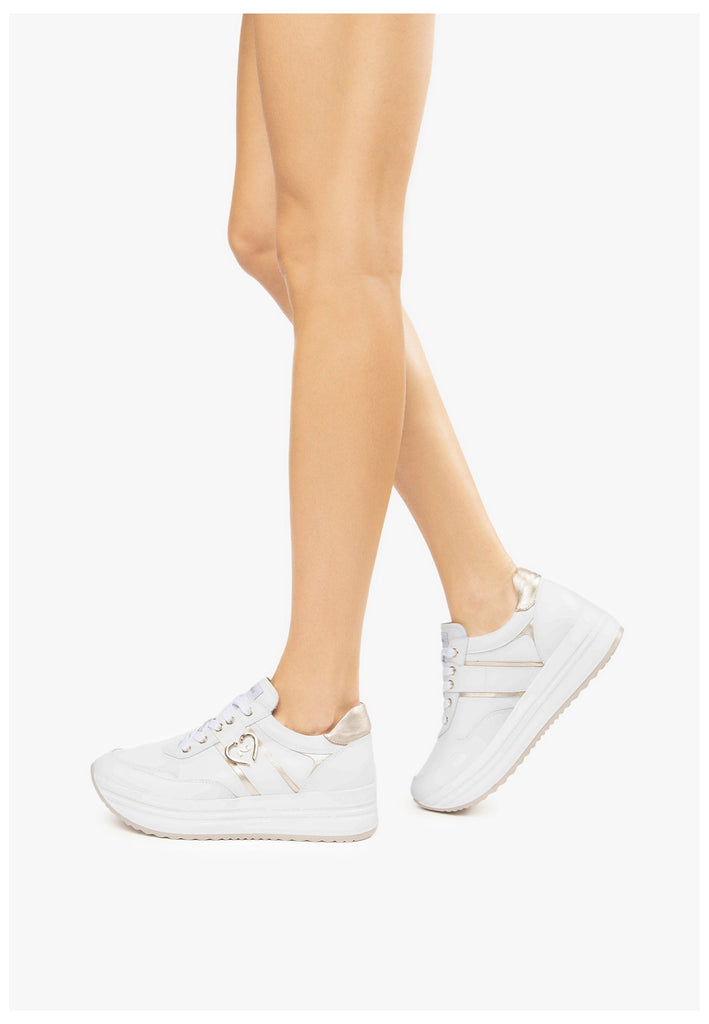 Nero Giardini Sneaker Lederimitat Weiß/Gold