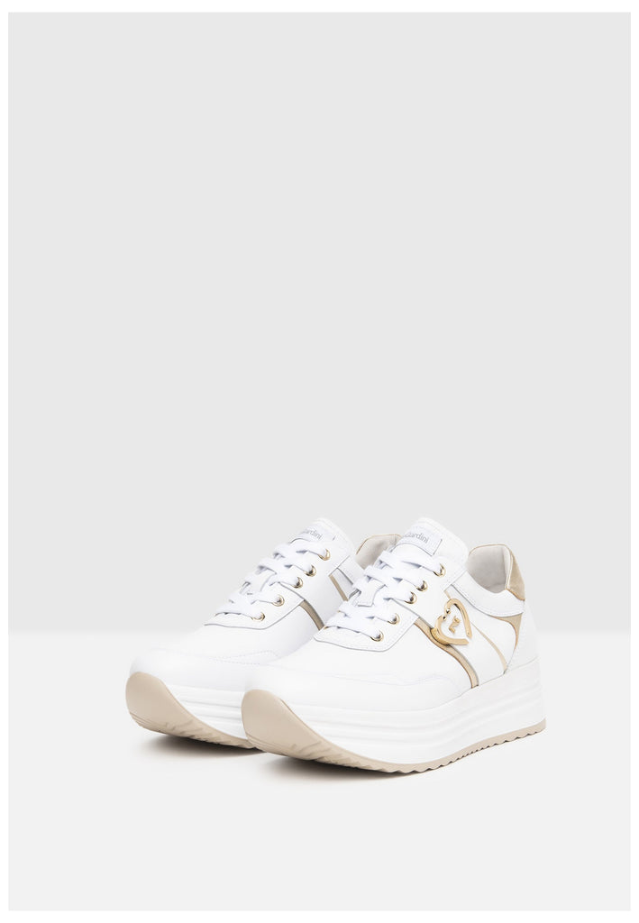 Nero Giardini Sneaker Lederimitat Weiß/Gold