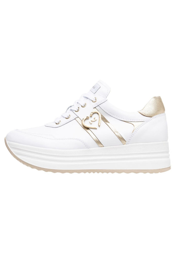 Nero Giardini Sneaker Lederimitat Weiß/Gold