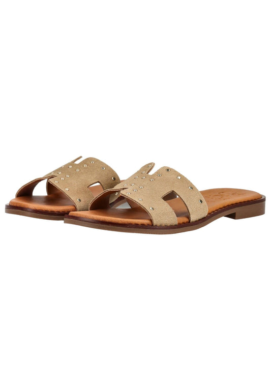 Oh! My Sandals Pantoletten Leder Hellbraun