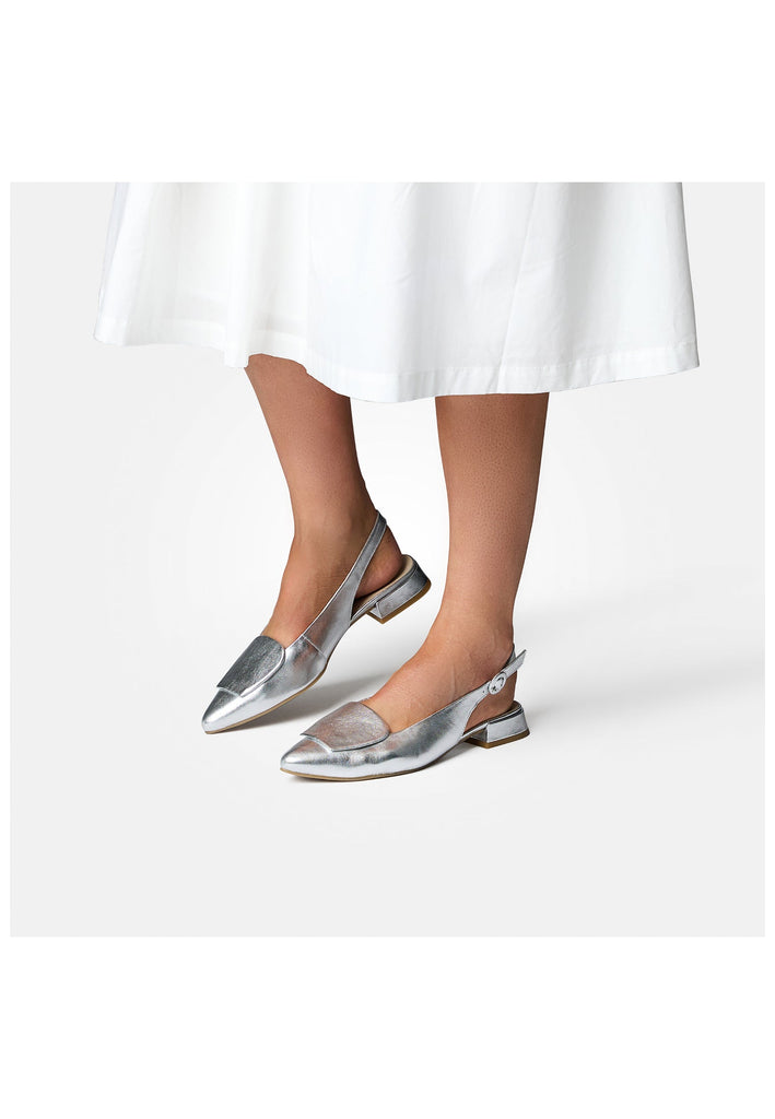 Paul Green Ballerinas Leder Metallic Silver