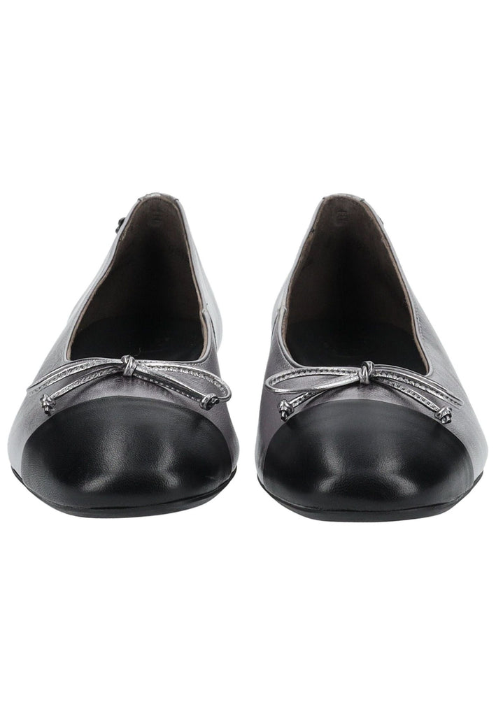 Paul Green Ballerinas Leder Silber/Schwarz