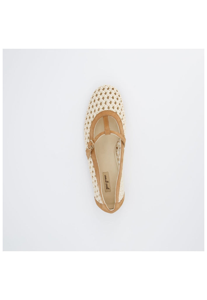Paul Green Ballerinas Nubukleder/Textil Natur