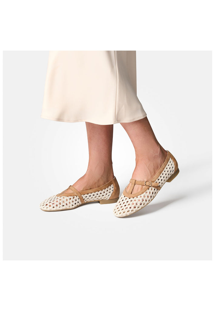 Paul Green Ballerinas Nubukleder/Textil Natur