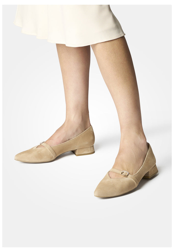 Paul Green Ballerinas Veloursleder Hellbraun