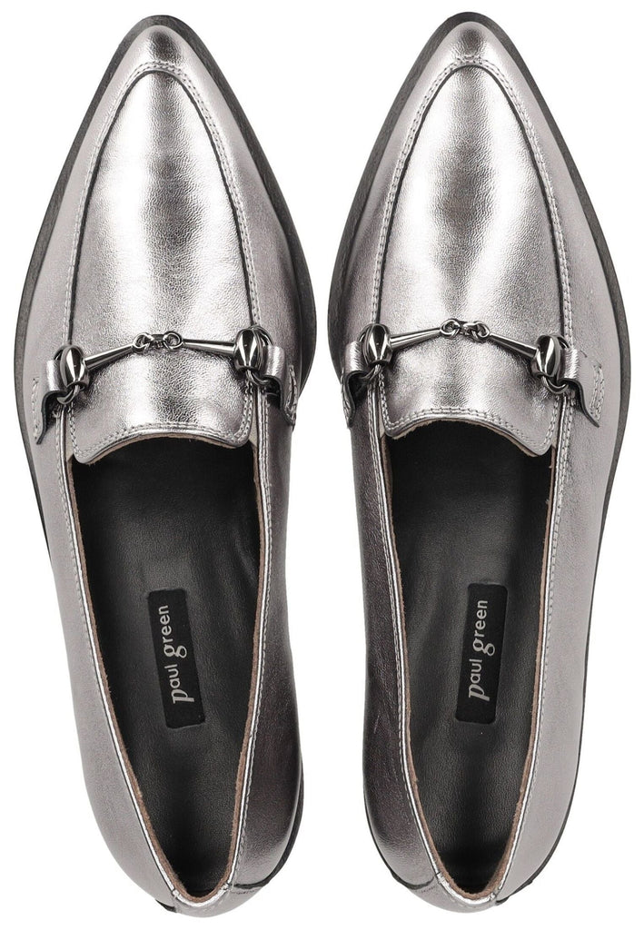 Paul Green Slipper Leder Metallic Silver