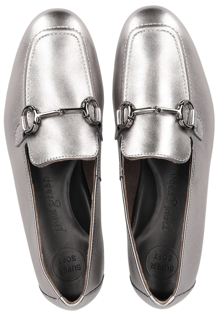 Paul Green Slipper Leder Metallic Silver