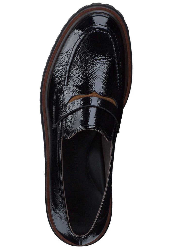 Paul Green Slipper Leder Schwarz Lack