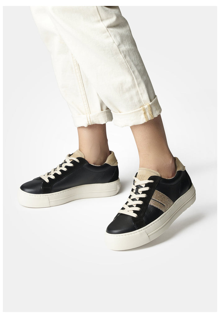 Paul Green Sneaker Leder/Textil Schwarz/Gold