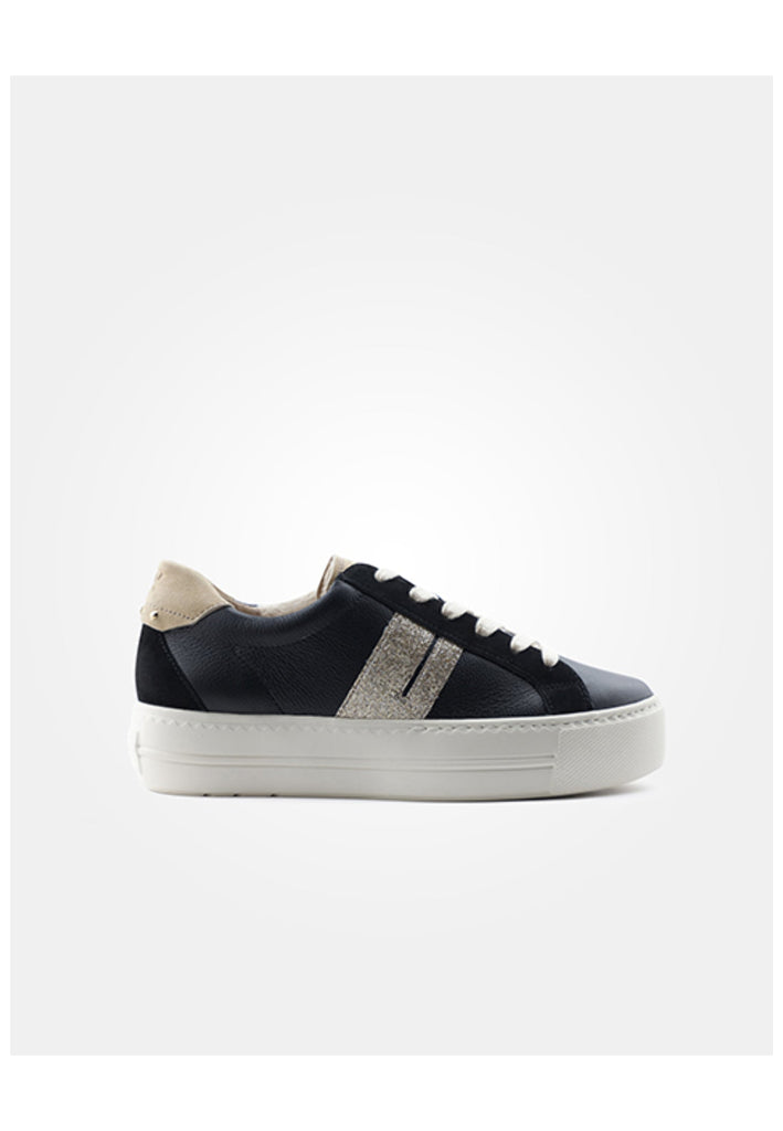 Paul Green Sneaker Leder/Textil Schwarz/Gold