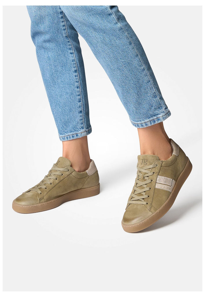 Paul Green Sneaker Veloursleder Grün/Gold