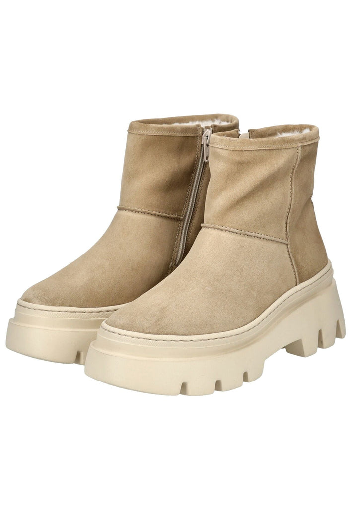 Paul Green Stiefelette Veloursleder Beige Warmfutter