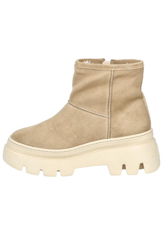 Paul Green Stiefelette Veloursleder Beige Warmfutter
