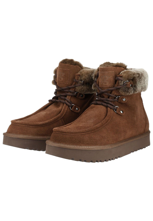 Paul Green Stiefelette Veloursleder Braun Warmfutter