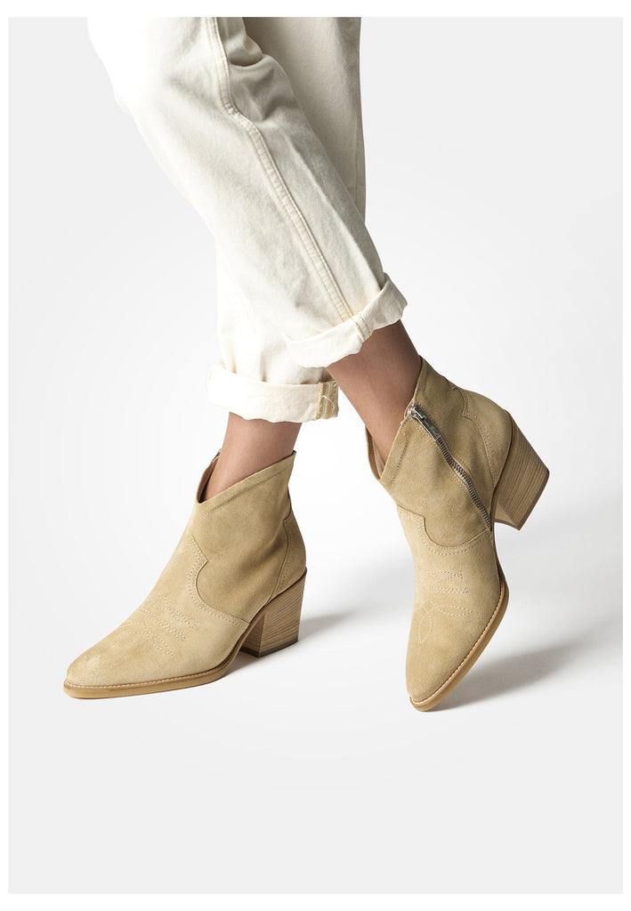 Paul Green Stiefelette Veloursleder Hellbraun