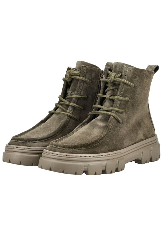 Paul Green Stiefelette Veloursleder Olive