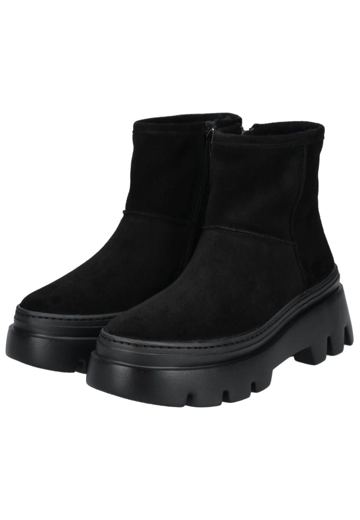 Paul Green Stiefelette Veloursleder Schwarz Warmfutter