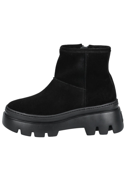 Paul Green Stiefelette Veloursleder Schwarz Warmfutter