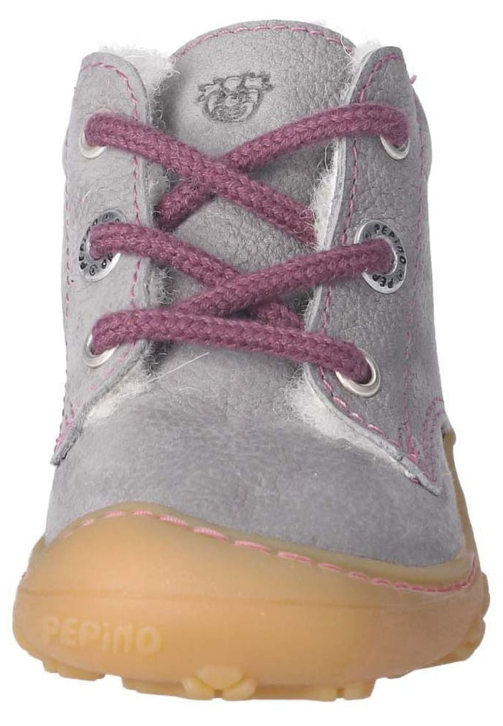 Pepino Halbschuhe Leder Grau/Pink Warmfutter