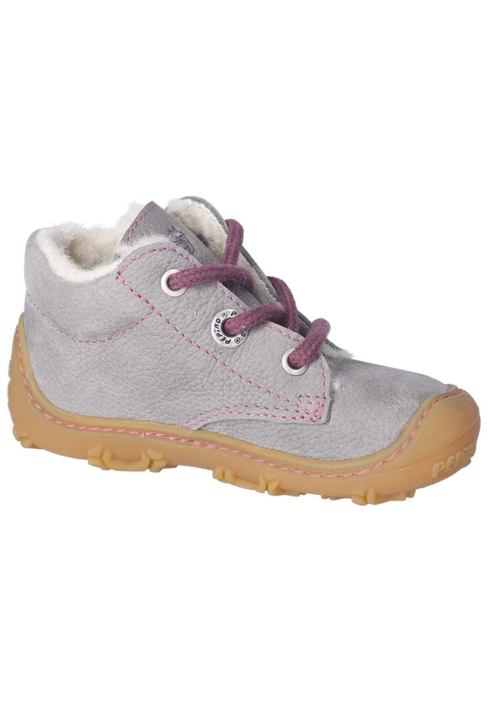 Pepino Halbschuhe Leder Grau/Pink Warmfutter